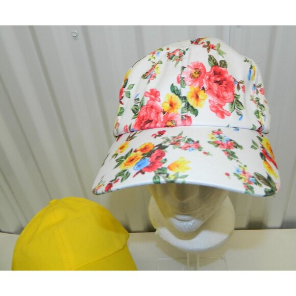 Colorful Baseball Caps Yellow Floral Bling Flowers Set Of 3 Daisies Rose Bouquet - Picture 2 of 8